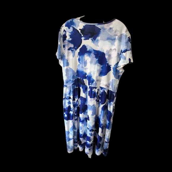 Stylish OUGES Women's V-Neck Pattern Pocket Mid Length Dress Size 2XL - Picture 10 of 13